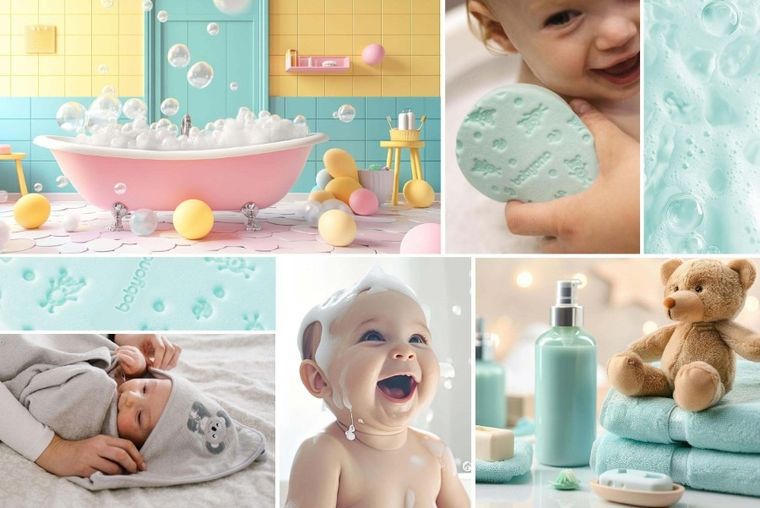 BabyOno, gąbka kąpielowa dla dzieci i niemowląt, miętowa