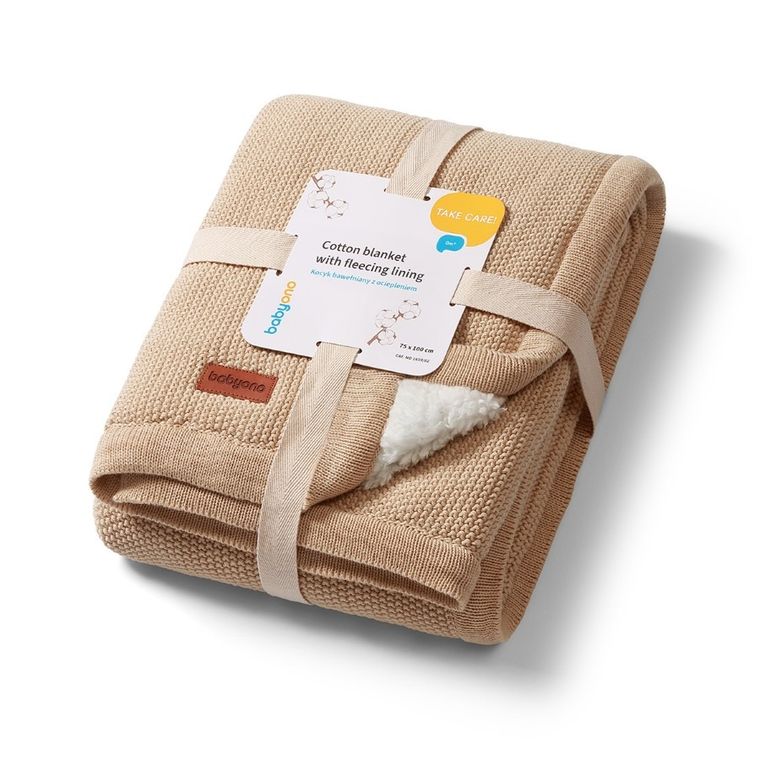 BabyOno, kocyk bawełniany z ociepleniem, beżowy, 75-100 cm