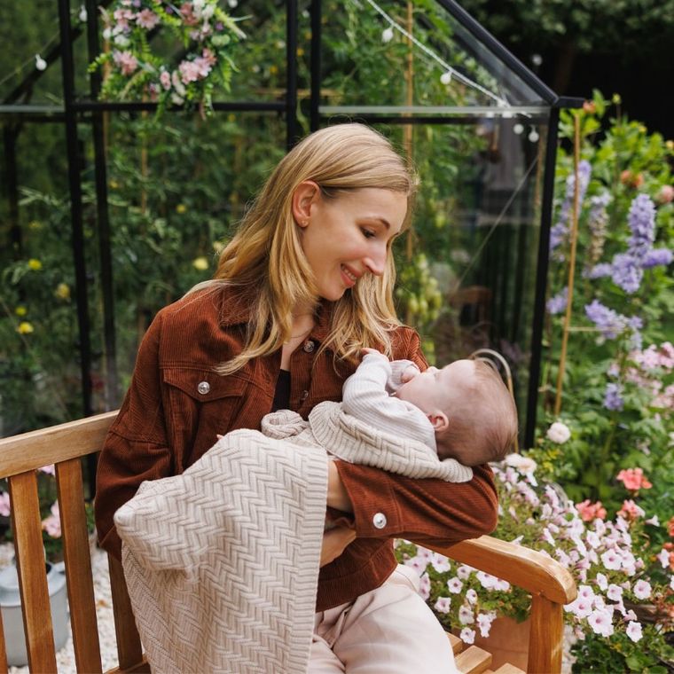 BabyOno, kocyk dzianinowy, bawełniany, beżowy