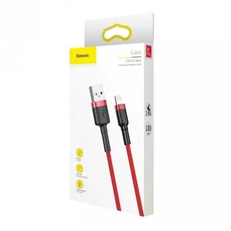 Baseus, Lightning USB Cafule 1,5A, kabel, 2 m, czerwony