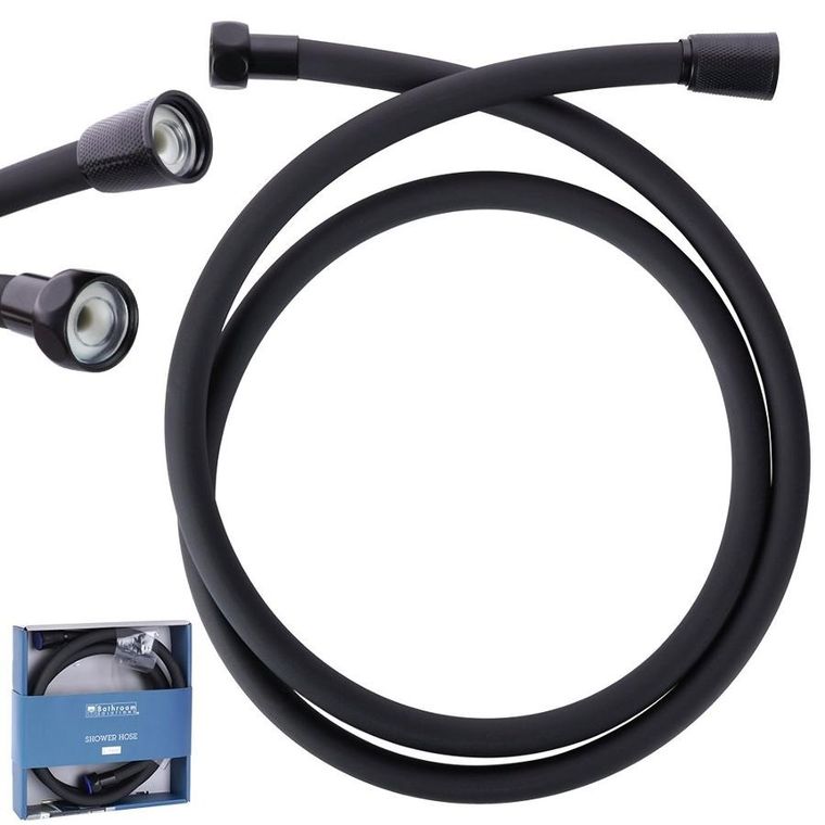 Bathroom Solutions, wąż prysznicowy, czarny, 150 cm