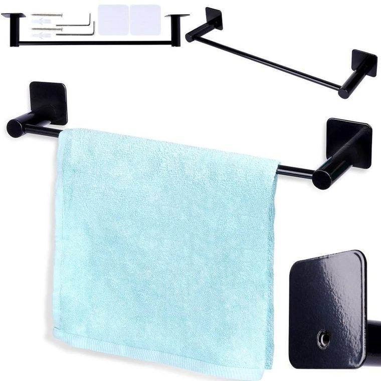 Bathroom Solutions, wieszak na ręczniki stalowy, czarny, 42 cm