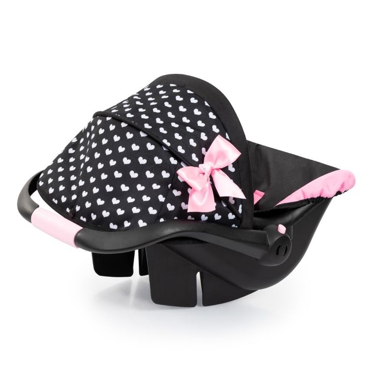 Bayer Design, Deluxe, fotelik samochodowy dla lalek z baldachimem, czarno-różowy