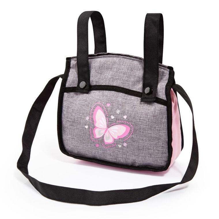 Bayer Design, Neo Vario Combi, głęboki wózek dla lalek z torbą, szaro-różowy i motylkiem