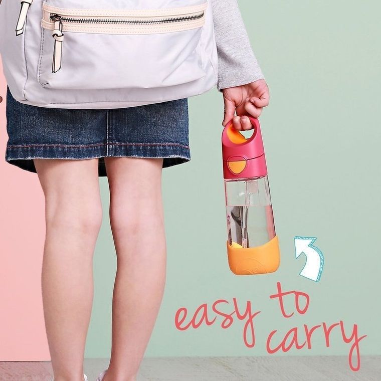 b.box, Blue Slate, butelka tritanowa ze słomką, 450 ml