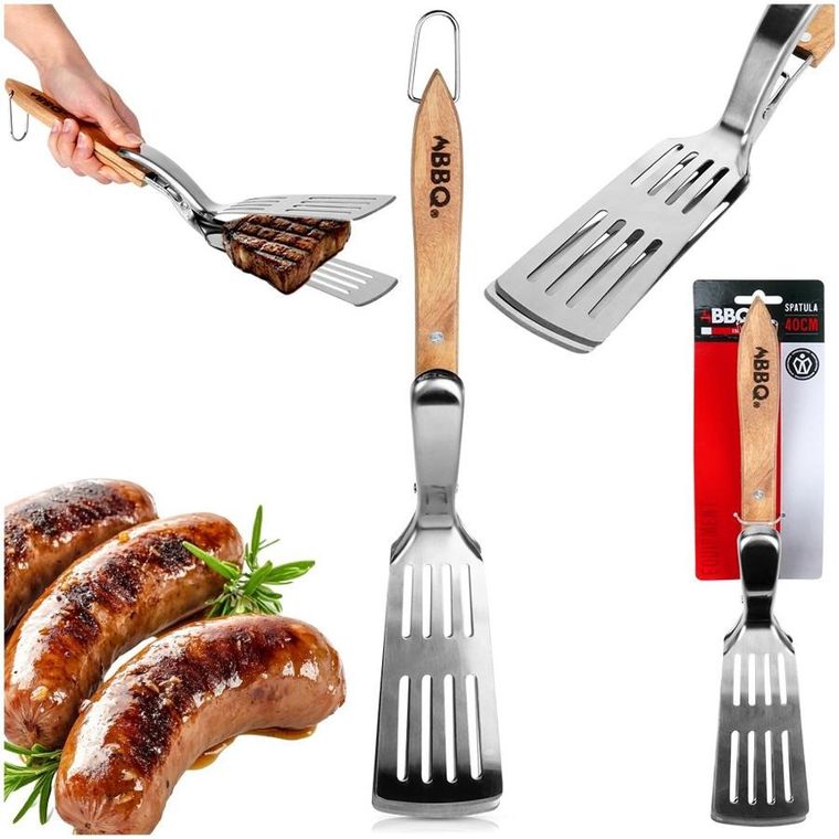 BBQ, Łopatka do grilla i szczypce, stalowa, 40 cm