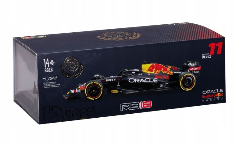 Bburago, Oracle Red Bull Racing Rb18 With Helmet Sergio Perez, Bolid F1, model pojazdu, 1:24
