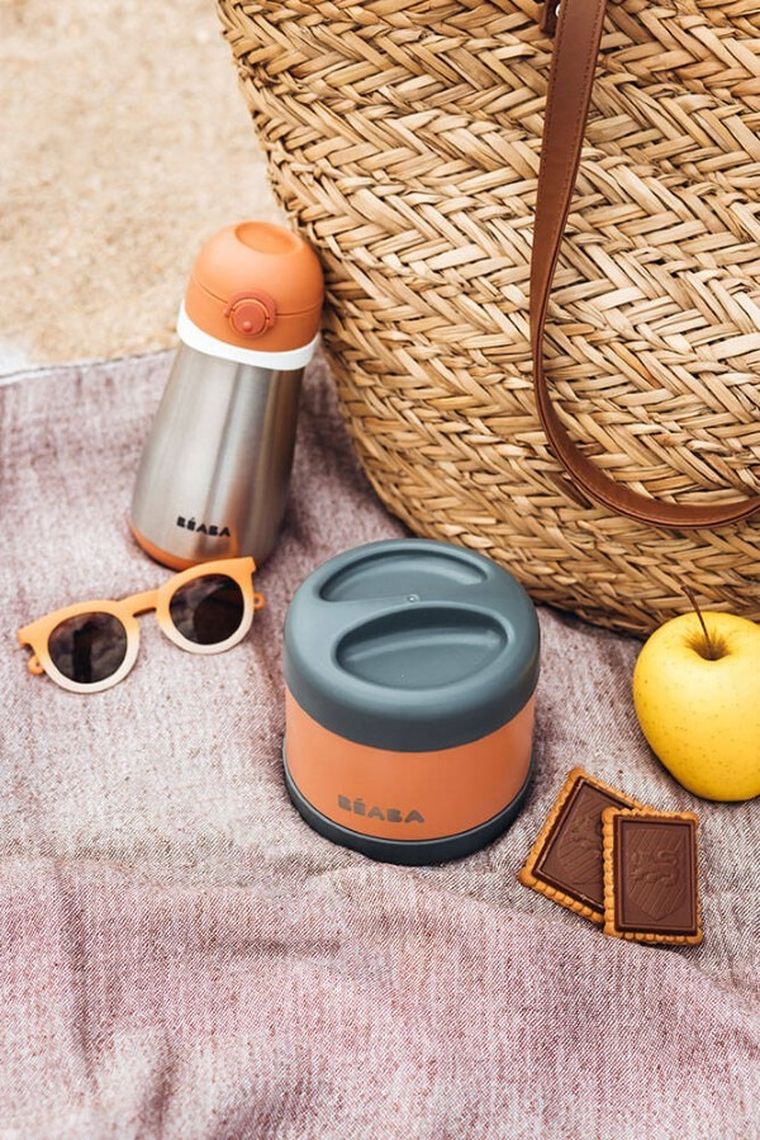 Beaba, termos obiadowy ze stali nierdzewnej, Mineral Grey/Terracotta, 500 ml