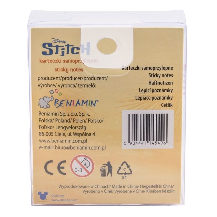 Beniamin, Lilo i Stitch, karteczki samoprzylepne, 1 szt.