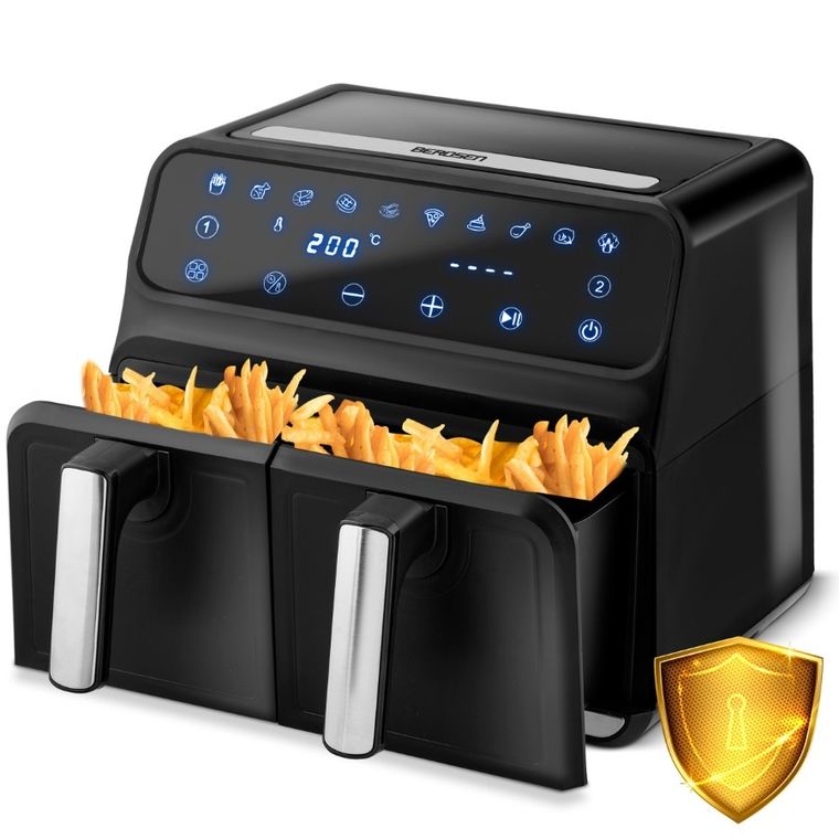 Berdsen, frytkownica beztłuszczowa, air fryer, czarno-srebrna, 8l, BD-653