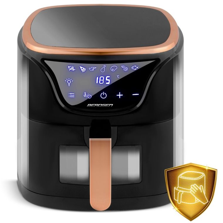 Berdsen, frytkownica beztłuszczowa, air fryer, czarno-złota, 5l, BD-652