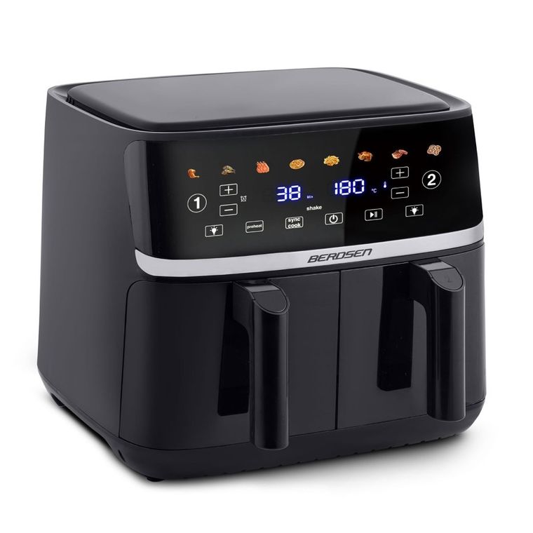 Berdsen, frytkownica beztłuszczowa, air fryer, dwukomorowy, 1700W, czarny, 10,2l, BD-657
