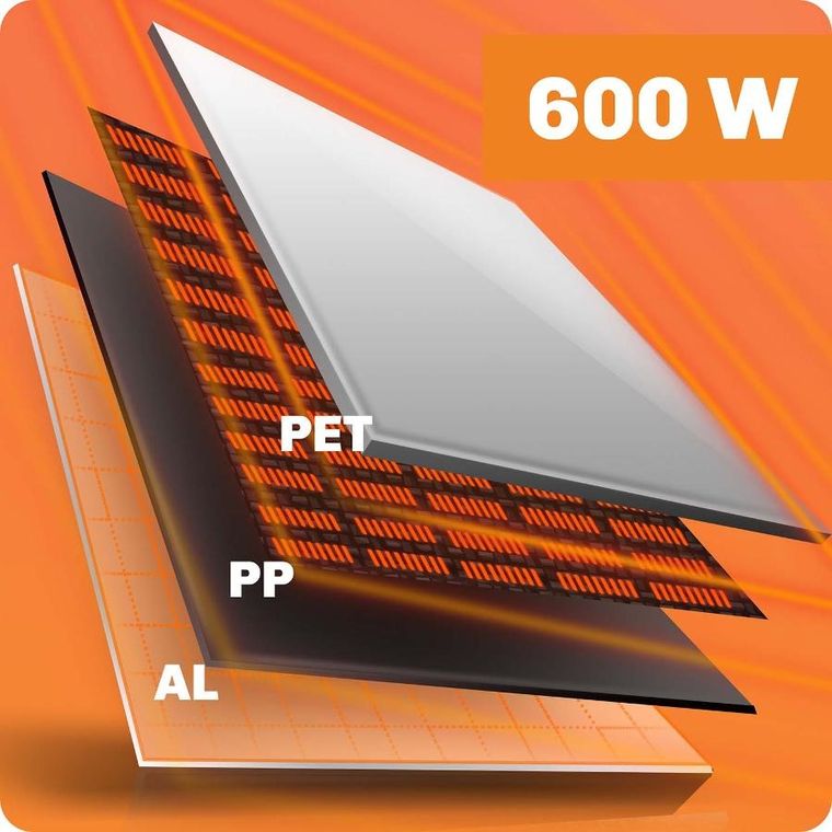 Berdsen, grzejnik na podczerwień, promiennik podczerwieni, z pilotem i aplikacją, 600 W, BD-981