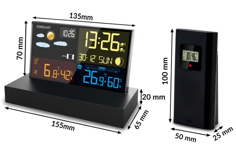 Berdsen, stacja pogodowa z wyświetlaczem BD-912, czarna