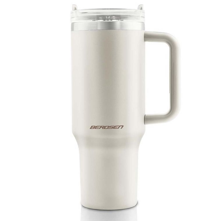 Berdsen, termos próżniowy, kubek ze słomką, kremowy, 1180 ml