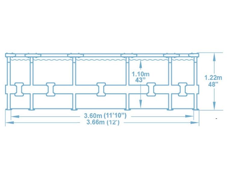 Bestway, basen ogrodowy, stelażowy, zestaw 6w1, 366-122 cm