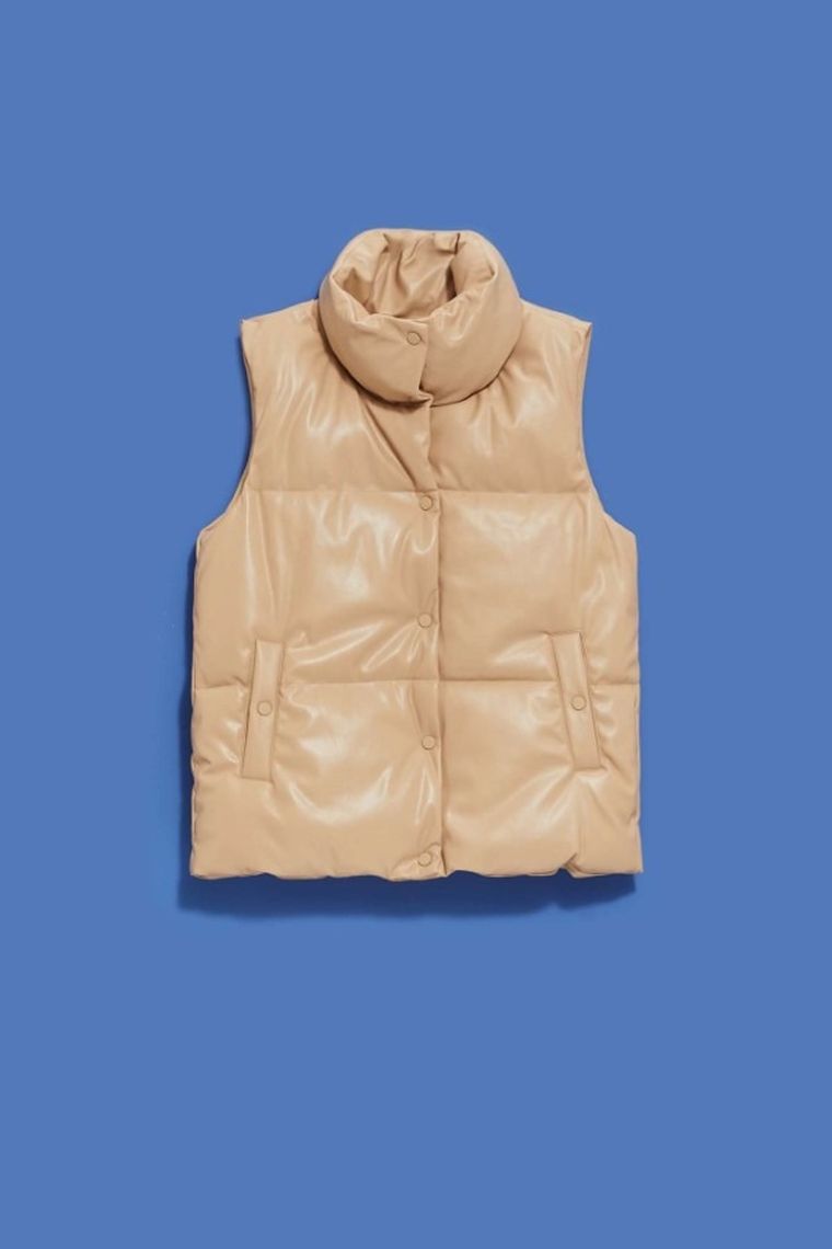 Bezrękawnik damski, beżowy, Moodo