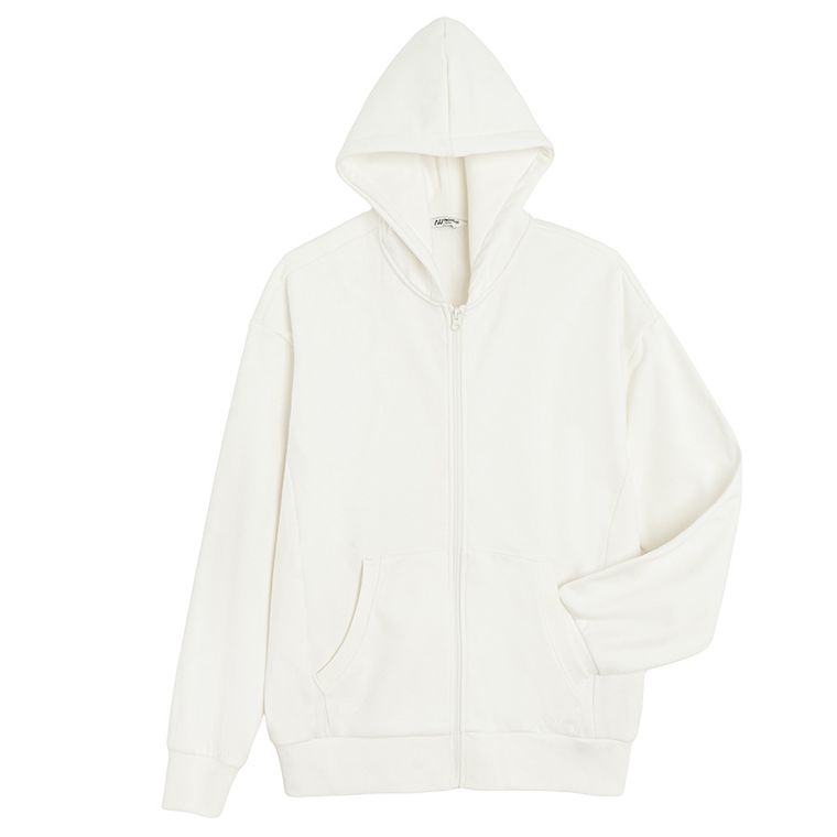 Biała rozpinana bluza z kapturem oversize NOWEAR