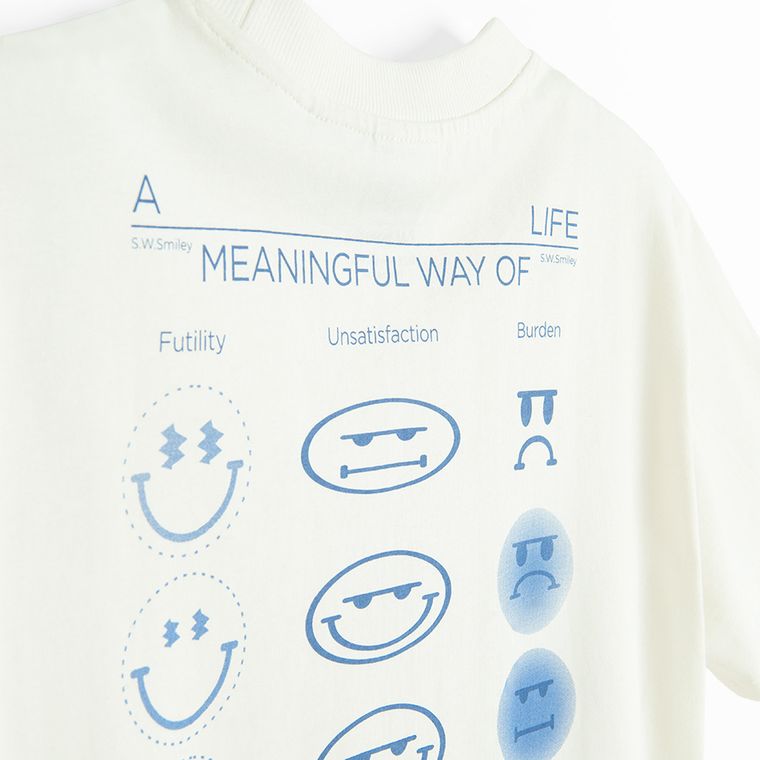 Biały t-shirt o kroju relaxed S.W.Smiley NOWEAR
