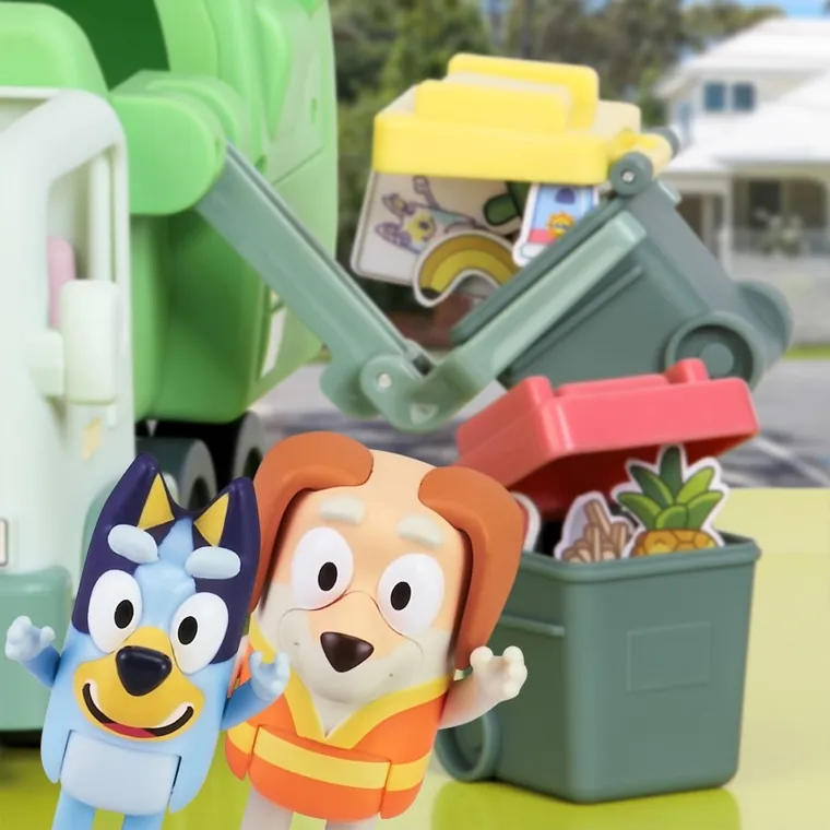 Bluey, pojazd śmieciarka + figurki