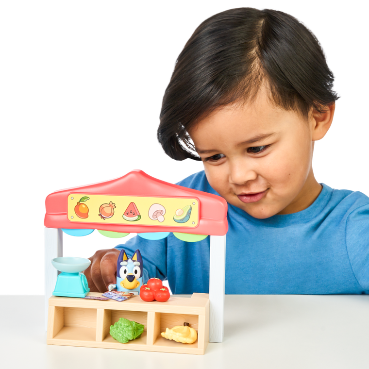 Bluey, sklep spożywczy, zestaw z figurką