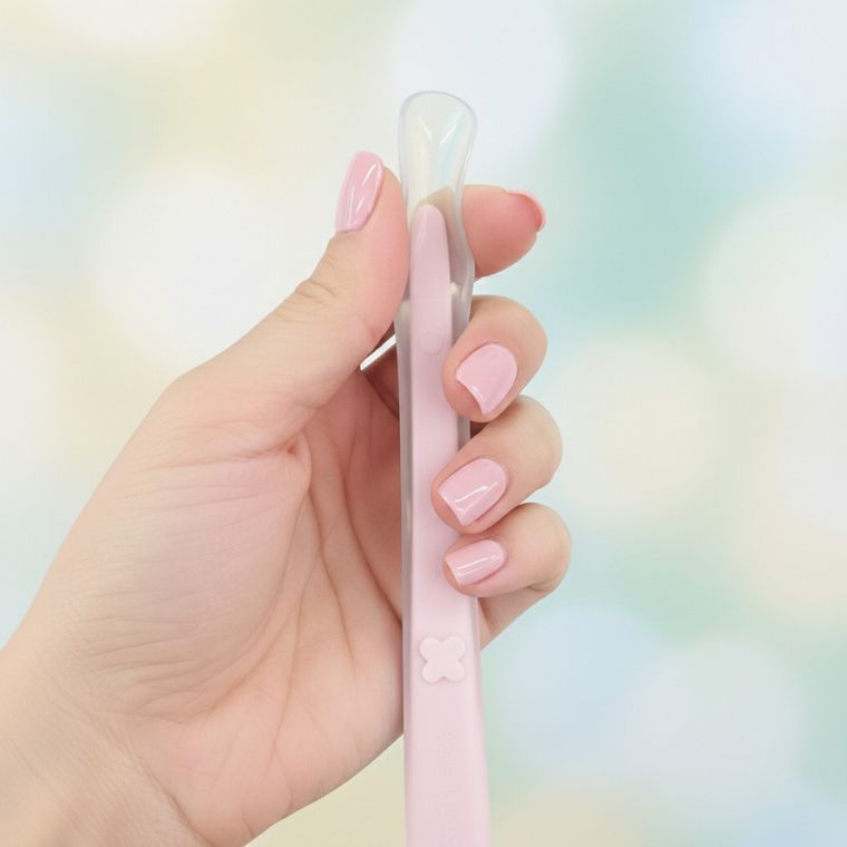 Bocioland, łyżeczka silikonowa, różowa