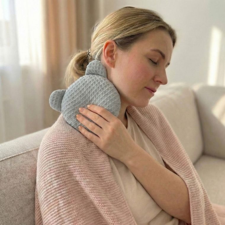 Bocioland, Miś, termofor z pestek wiśni z lawendą, wafel, szary