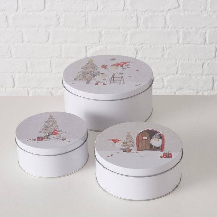 Boltze Home, Fiete, zestaw trzech puszek do przechowywania, średnica 14-20 cm