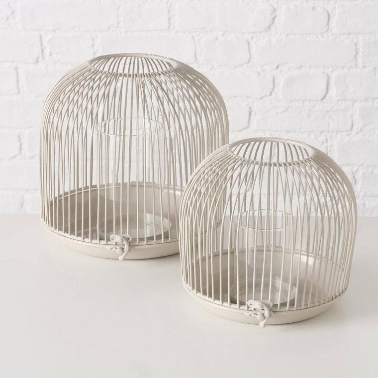 Boltze Home, Justine, lampiony metalowe, beżowe, 2 szt.