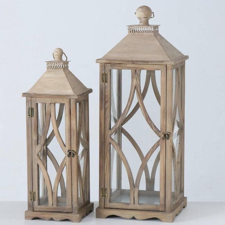 Boltze Home, lampiony drewniane Karol, duże, 2 szt.