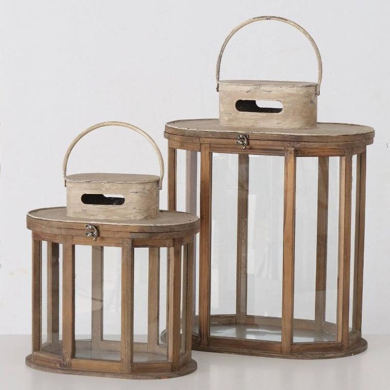 Boltze Home, lampiony drewniane Luarie, 2 szt.