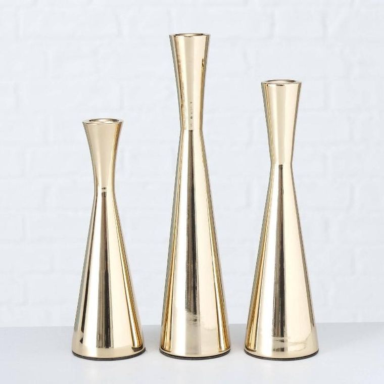 Boltze Home, świeczniki na jedną świecę, Cone, 3 szt.