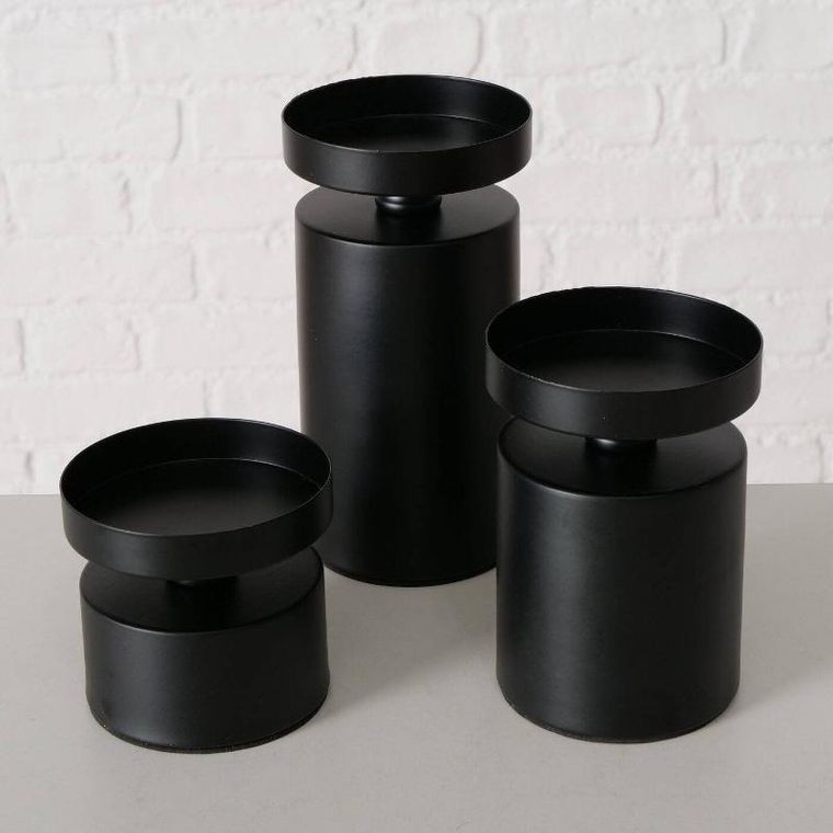 Boltze Home, świeczniki na stół na grube świece, Meril, 3 szt., Ø 7, 5 cm