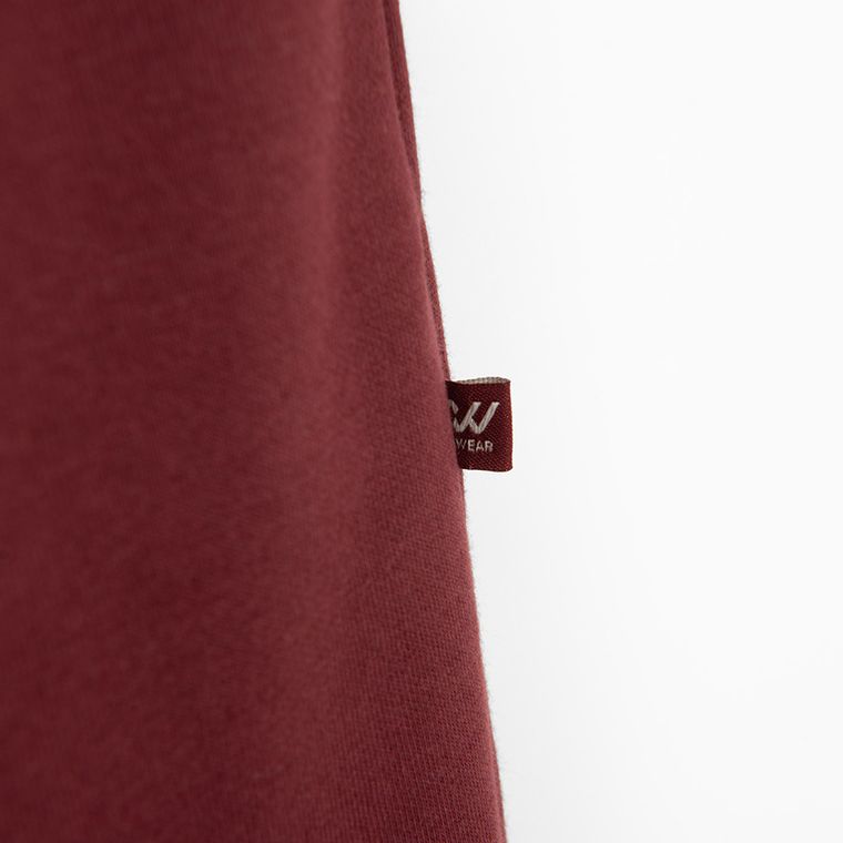 Bordowe spodnie dresowe unisex z szerokimi nogawkami NOWEAR