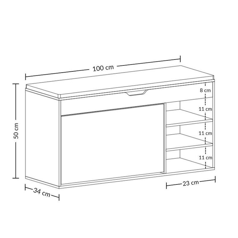 Boximo, Gradia, szafka na buty z siedziskiem i wysuwanymi półkami, 100-34-50 cm
