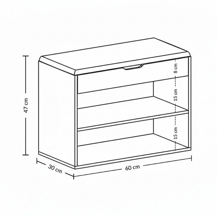 Boximo, Leva, szafka na buty z siedziskiem, 60-30-47 cm