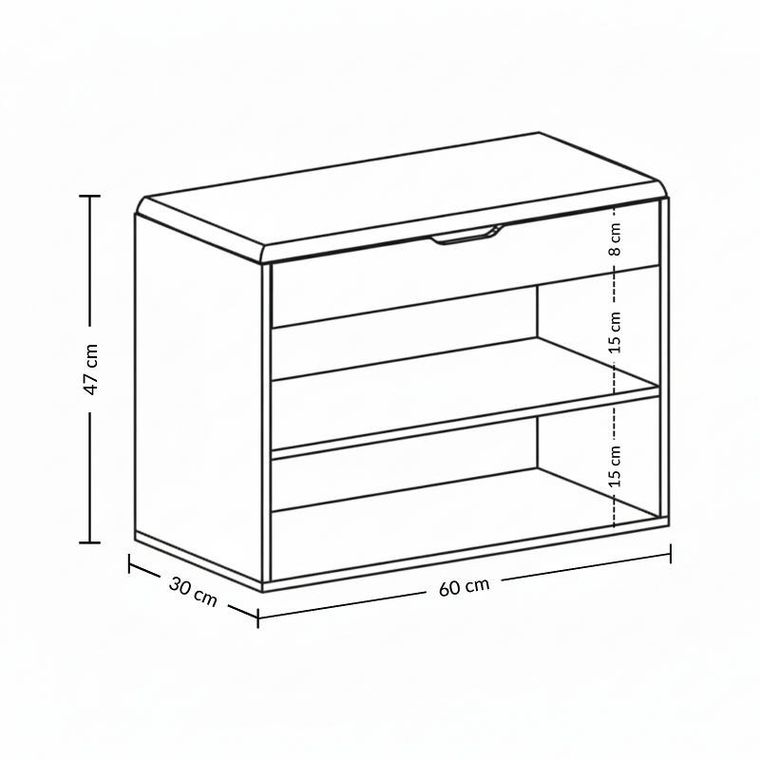 Boximo, Leva, szafka na buty z siedziskiem, 60-30-47 cm
