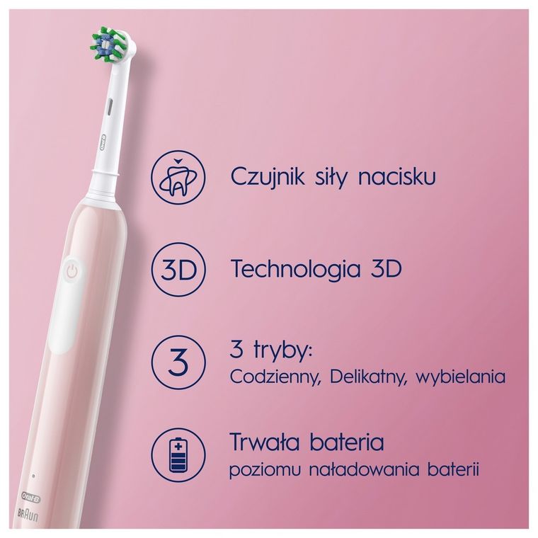 Braun, Oral-B, Pro1, szczoteczka elektryczna, CrossAction, Pink