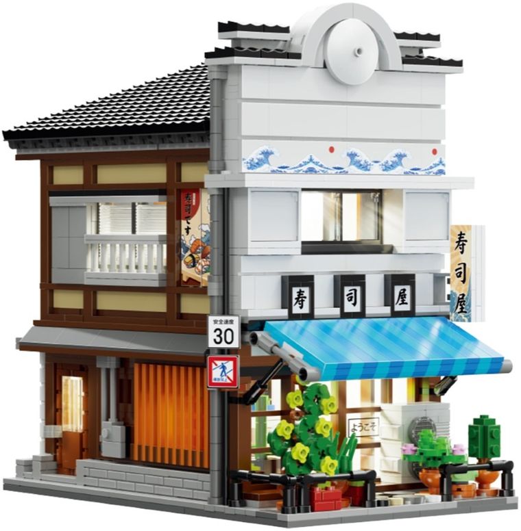 Cada, Sklep z Sushi, budynek w japońskim stylu, LED, klocki konstrukcyjne, 1665 elementów