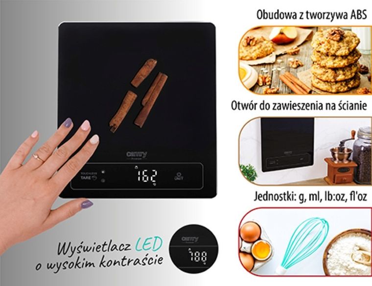 Camry, waga kuchenna, bezdotykowe tarowanie, do 15 kg