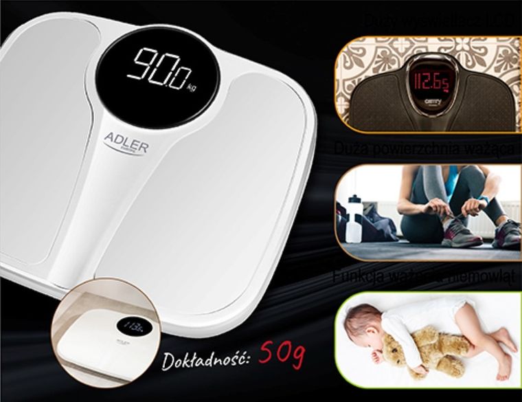 Camry, waga łazienkowa z funkcją ważenia niemowląt