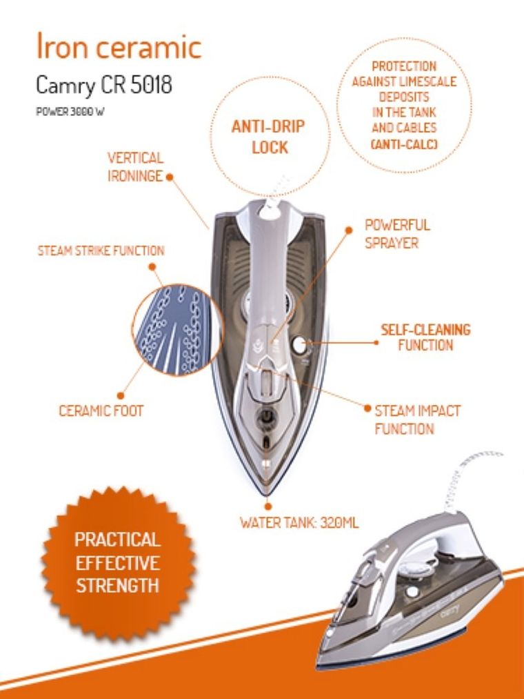 Camry, żelazko, 3000W, CR 5018