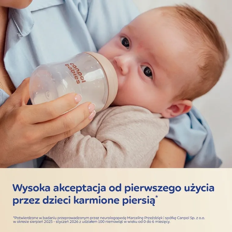 Canpol babies, Natural Shape, butelka ze smoczkiem dwustrefowym, 260 ml