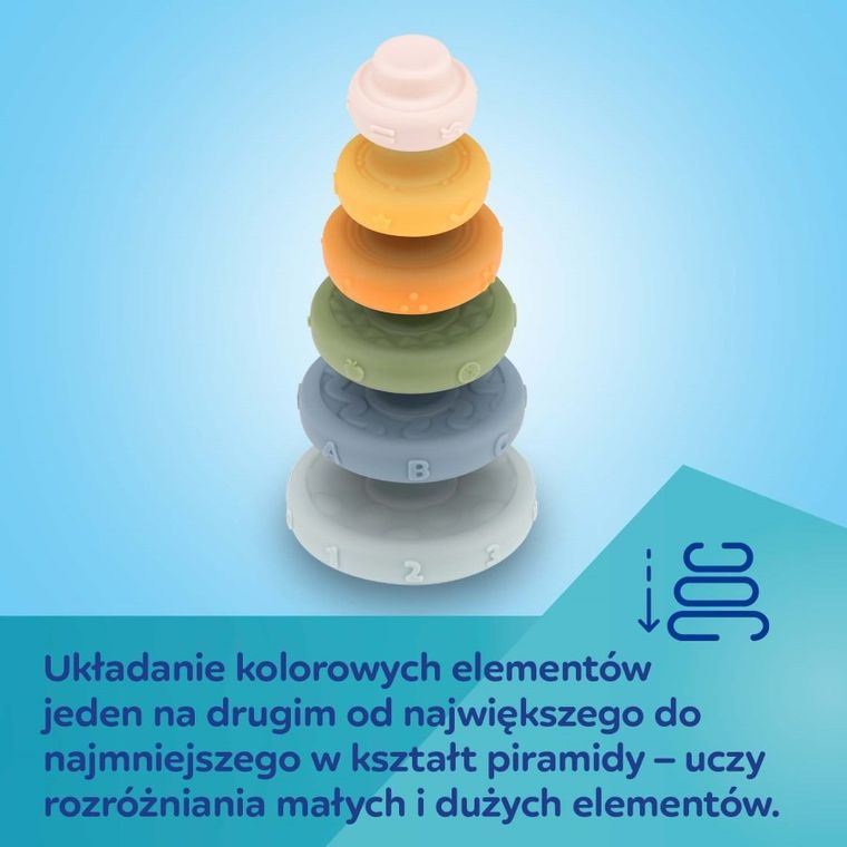 Canpol babies, sensoryczna układanka piramidka, zabawka niemowlęca
