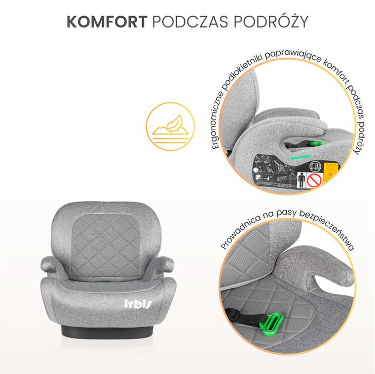 Caretero, Irbis, fotelik samochodowy, podstawka, i-Size, beige, 125-150 cm