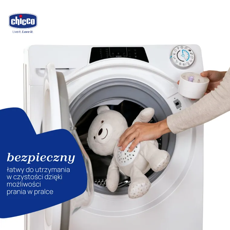 Chicco, First Dreams, Miś z Projektorem, maskotka, uspokajacz z dźwiękami, muzyka klasyczna, beżowy