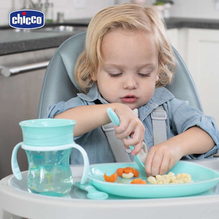 Chicco, kubek treningowy 360° do nauki samodzielnego picia, turkusowy, 12m+, 200 ml