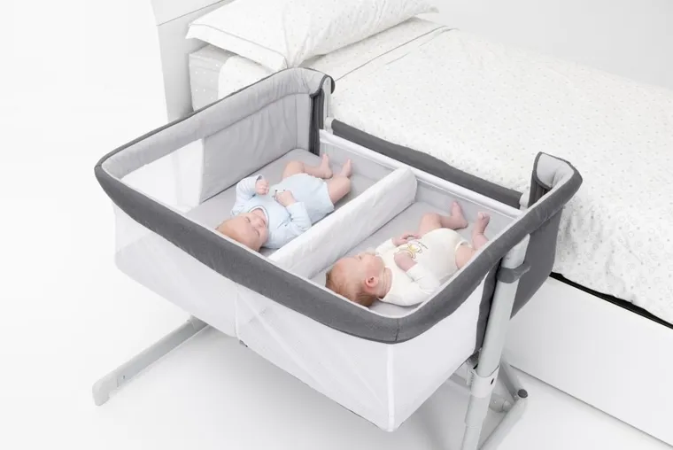 Chicco, Next2Me Twins, łóżeczko dostawne dla bliźniąt, magnet grey