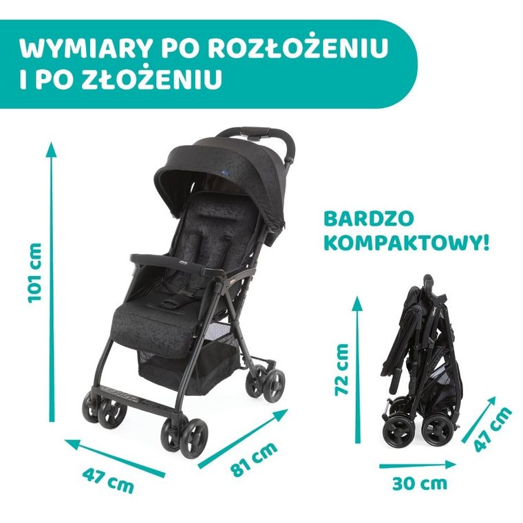 Chicco, Ohlalà 3, wózek spacerowy, Jet Black