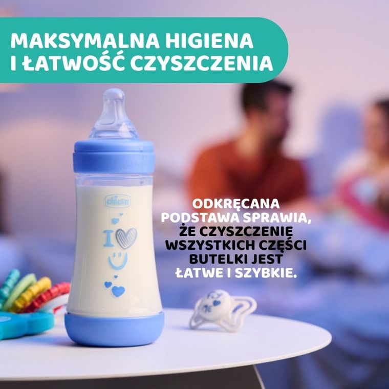 Chicco, Perfect5, butelka antykolkowa, blue, 2m+, 240 ml